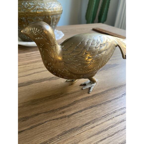 Vintage Midcentury Solid Brass Pheasant Made in Korea Large Brass Bird - Picture 5 of 7